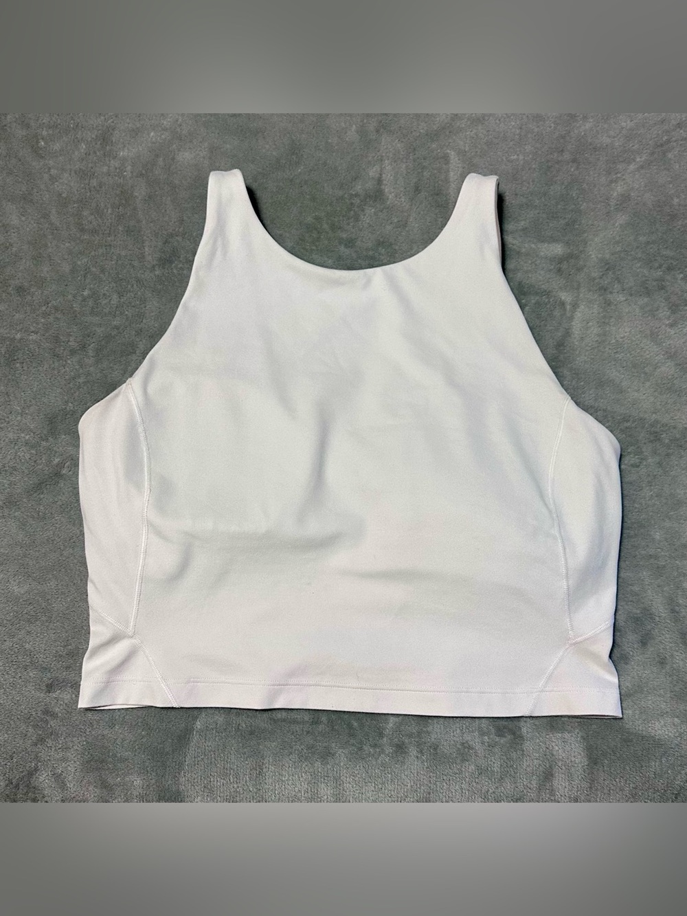 lululemon athletica White High-Neck Crop Sports Bra SIZE 10